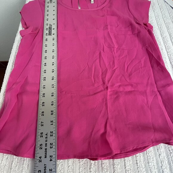 Joie Womens Hot Pink Round Neck 100% Silk Short Sleeve Top Blouse Medium Casual - Picture 8 of 8